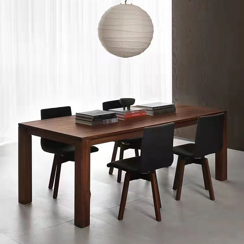 Modern Rectangle Dining Site Table Pine Solid Wood 4 Legs Dining Table in Brown