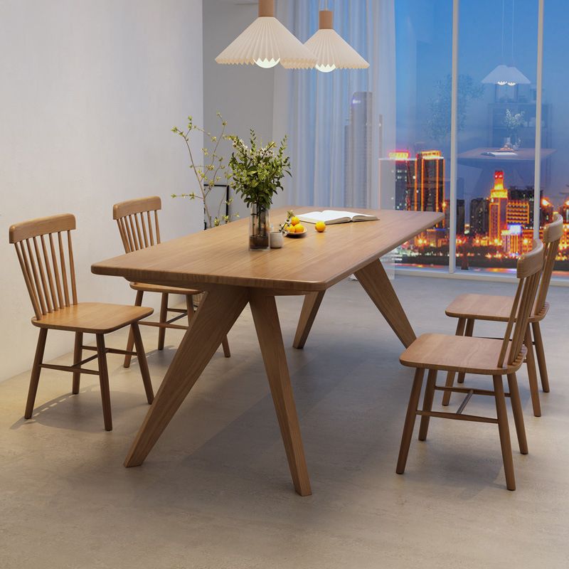 Industrial Style Dinette Table Solid Wood Rectangle Dinner Table in Brown