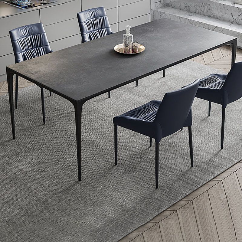 Stone Top Dining Table Modern Dining Table with 4 Metal Legs