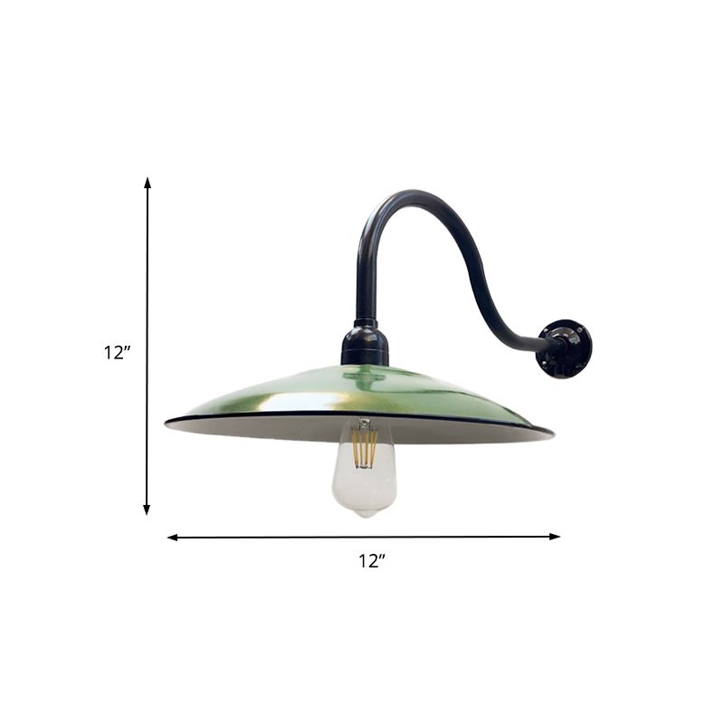 1 Kopfsaucer -Wandbeleuchtung Vintage -Stil grüne Metallic Leuchtenbeleuchtung für Esszimmer, 12 "/14" Breite