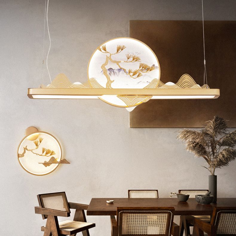 Lineair eilandhanger leidde Chinees modern plafond hanglampje voor eetkamer