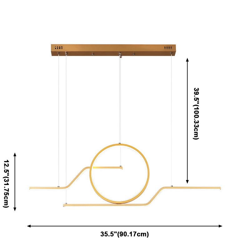 Geometric Island Lighting Modern Metal 3 Light Island Chandelier with Acrylic Shade