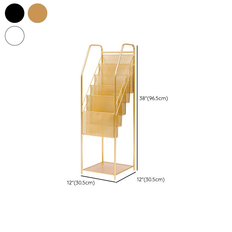 Modern Style Vertical Metal Bookshelf Closed Back Bookcase with Shelves