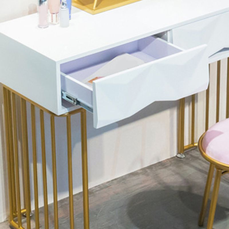 15.74" Wide White Gold Makeup Counter Glam Vanity Tables with Drawers