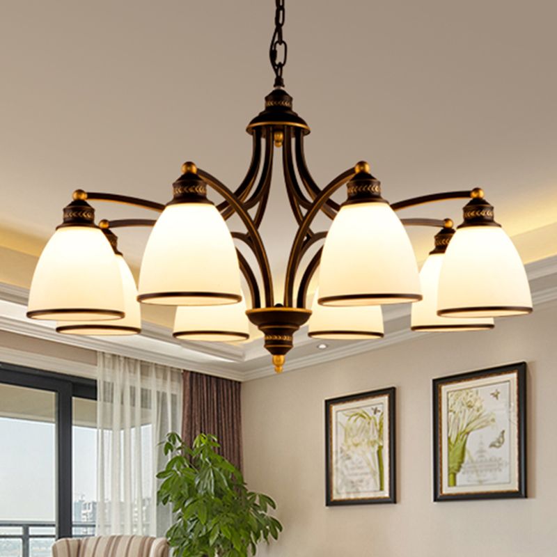 Luz de lámpara de lámpara de campana clásica Luz de colgante de vidrio Opal para sala de estar