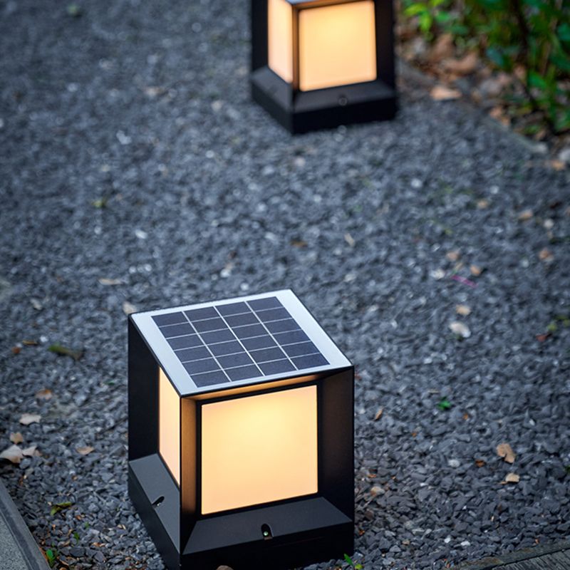 Black Waterproof Lights Square Outdoor Pillar Lamp for Garden