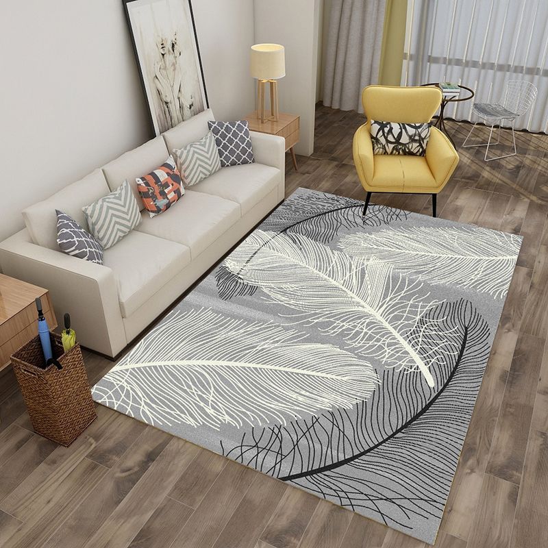 Multi-Color Nordic Area Rug Casual Animal and Plant Pattern Carpet Friendly Washable Rug for Bedroom