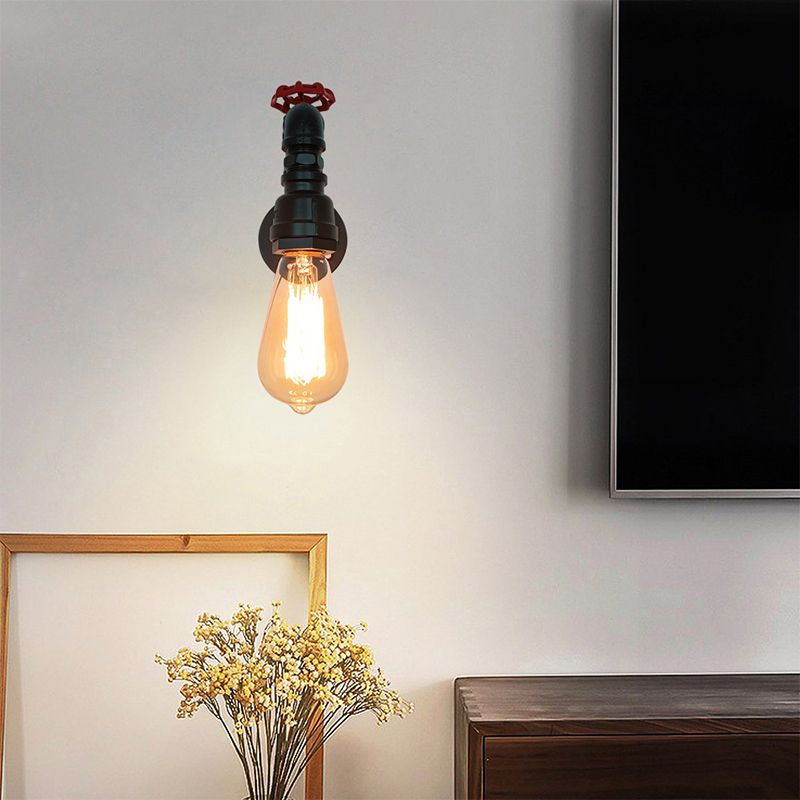 Industrial Wall Sconce Pipe Shape Wall Light with Metal Shade for Living Room