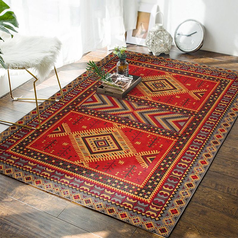 Bohemian Tribal Totem Rug Multicolor Polyester Carpet Stain Resistant Area Rug for Living Room