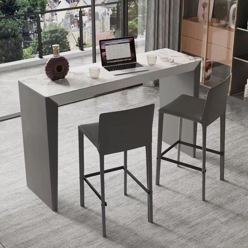 Sintered Stone Bistro Bar Table Modern Double Pedestal Bar Table for Home