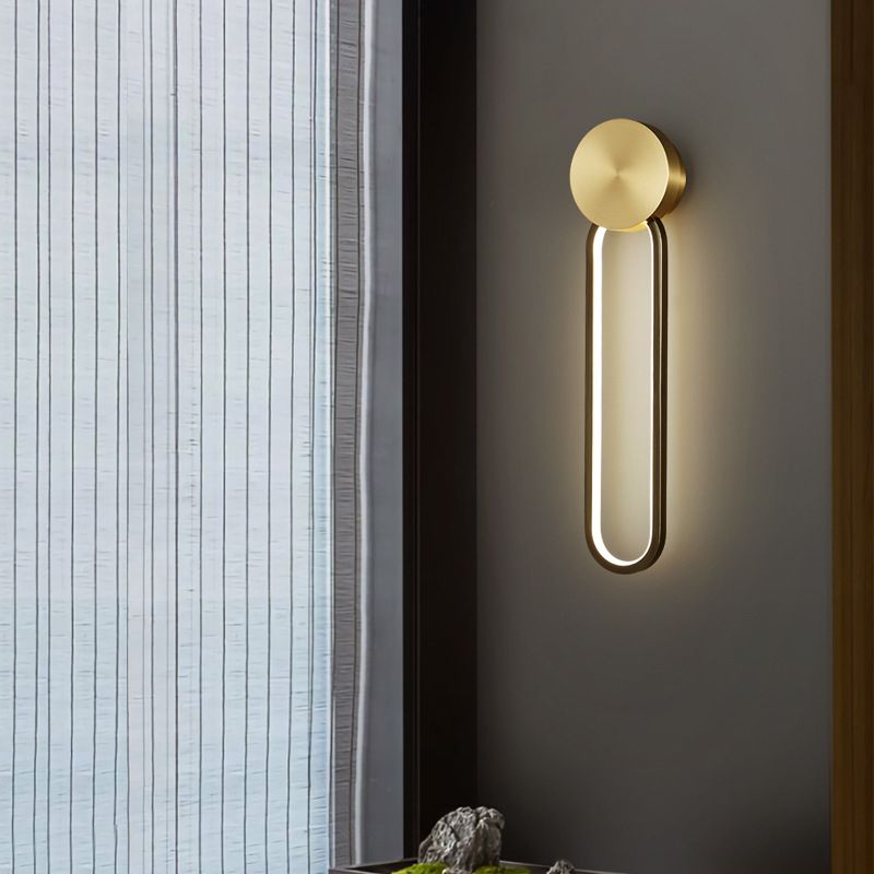 Minimalism LED Wall Sconce Oval Sconce Lighting with Brass for Bedroom