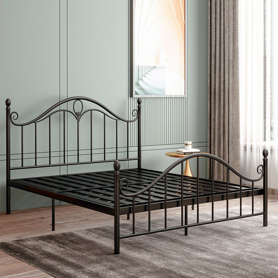 Contemporary Open-Frame Bed Steel Bed Frame with Arched Headboard