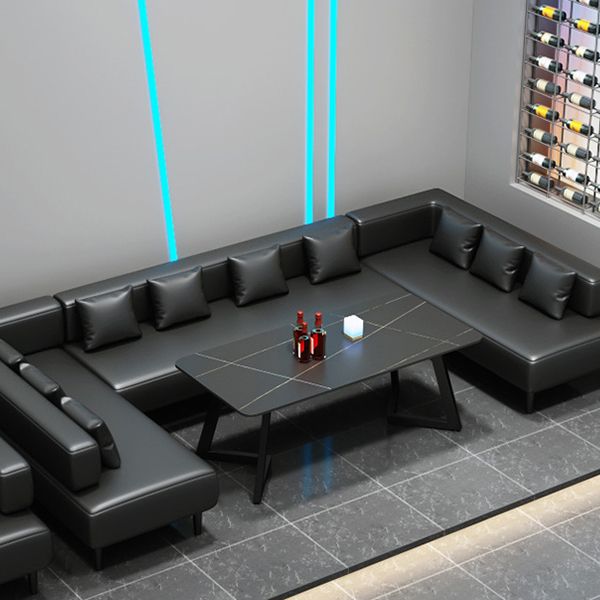 Industrial Sintered Stone Dinner Room Kitchen Table Black Table with Black Frame for Dining Room