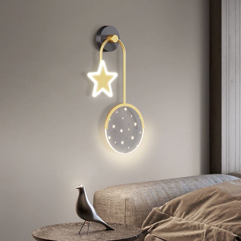 Luz de pared geométrica de metal Gold Nordic Gold 20 "Pled de pared LED de altura para dormitorio