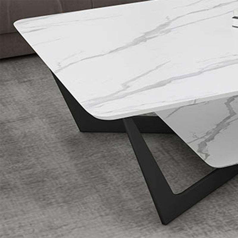 Modern Style Black Gold/white/grey/white Gold Rock Board Table with Iron Base Coffee Table