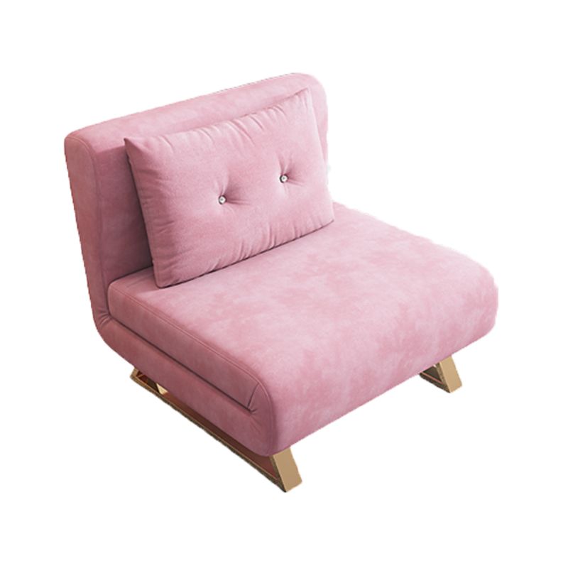 Glam Foldable Futon Frame with Velvet 31.5" Wide Futon Sofa Bed in Pink