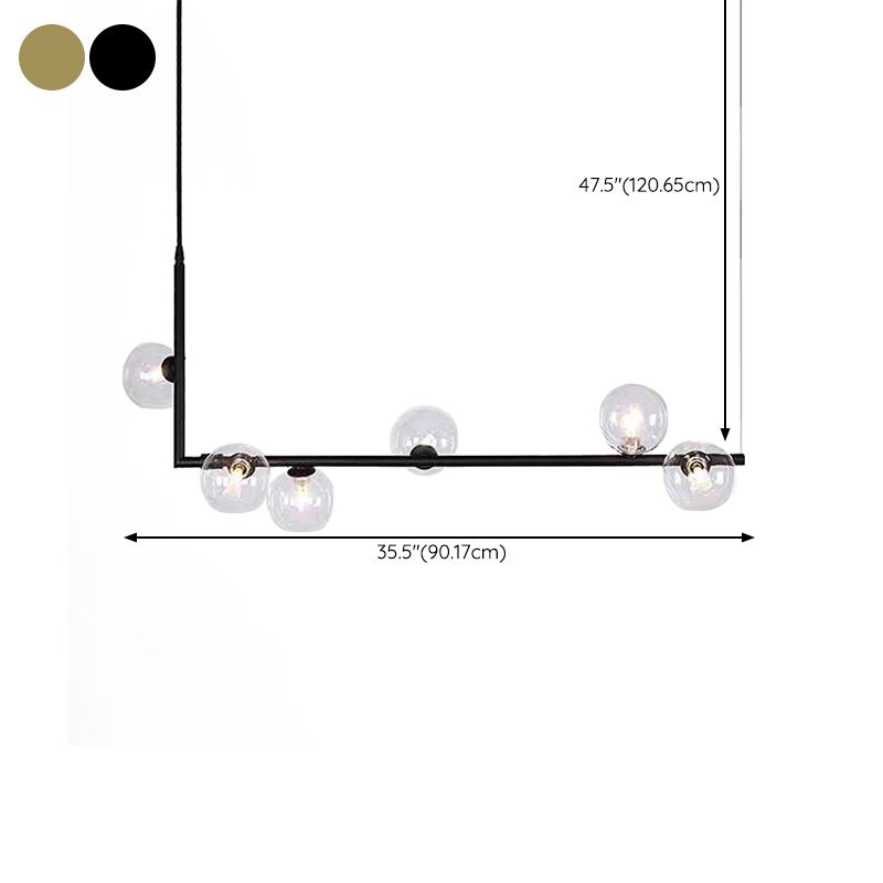 Modernism Glass Shaded Ceiling Light Black/Golden Kitchen Island Lighting for Home