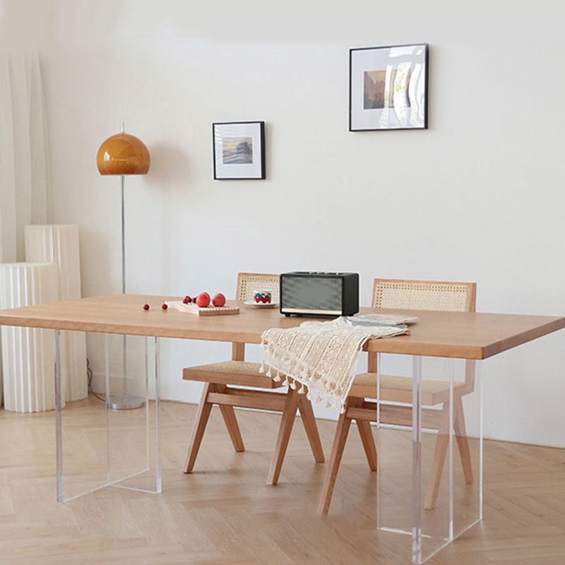Glam Rectangle Table Wooden Table with Acrylic Legs for Home