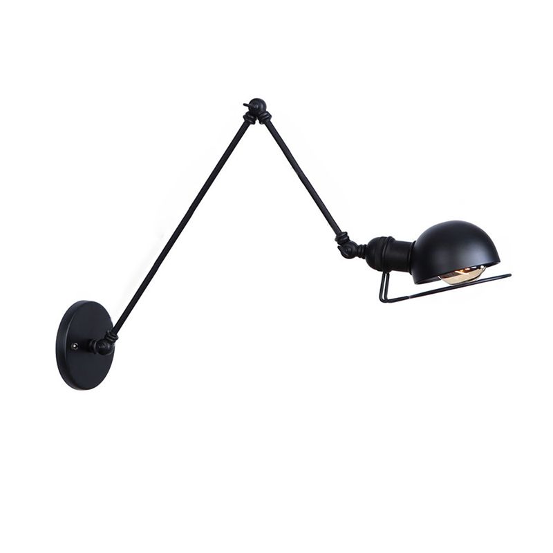 Lampe murale du bras swing en métal vintage avec nuance de bol à 1 feu de style industriel.
