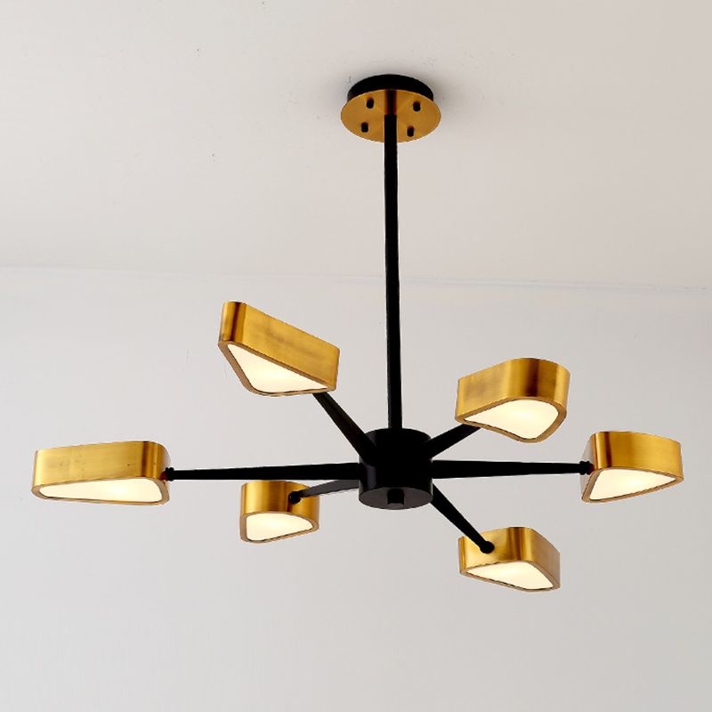 Post-Modern Metal Hanging Chandelier Light Triangular Ceiling Chandelier in Gold for Living Room