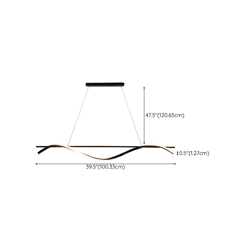 Strip Shape Island Lamp Modern Island Hanging Lamp with Silica Gel Shade for Dining Room