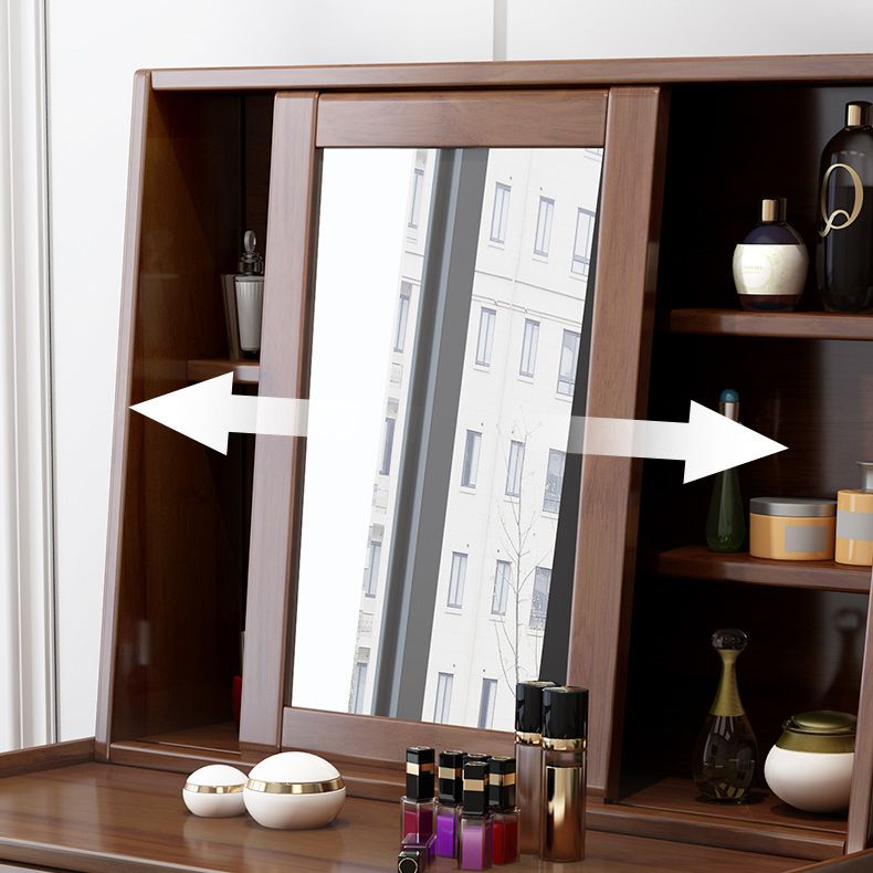 Contemporary 2-Drawer Solid Wood Table Makeup Vanity with Mirror