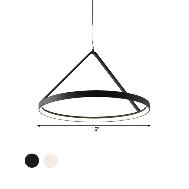 Round Pendant Light Minimalist Acrylic 16"/19.5"23.5" Wide LED Black/White Ceiling Lighting Fixture