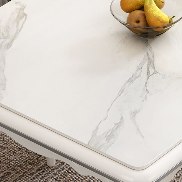 Contemporary Sintered Stone Kitchen Dining Set White Standard Dining Set with 4 Legs Base