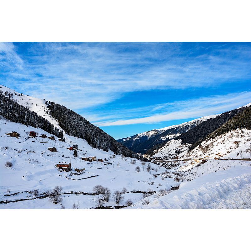 White Snow Mountain Landscape Mural Decal Waterproofing Living Room Wall Decor, Custom-Made