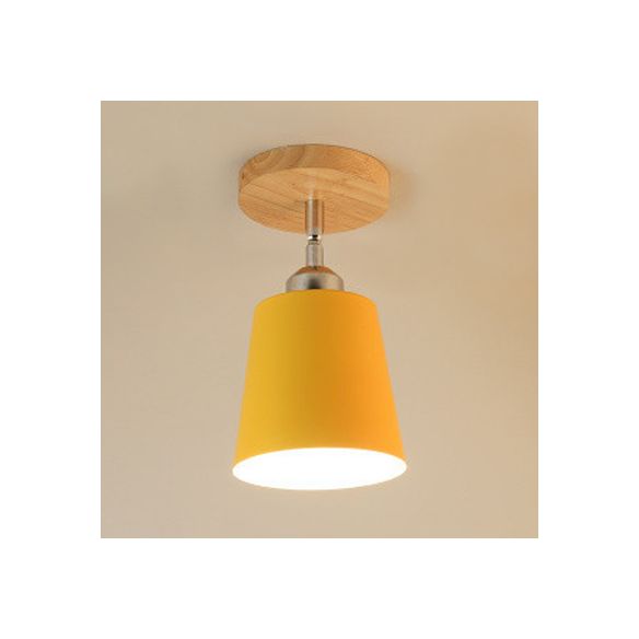 Montaggio in metallo in metallo Monte Macaron Stile Macaron 1 Bulbo Camera da letto Luce a soffitto in semi-flush in giallo/rosa