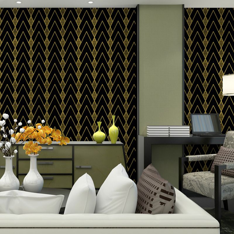 Modern Arrow Pattern Wallpaper for Living Room 57.1-sq ft Wall Covering in Dark Color