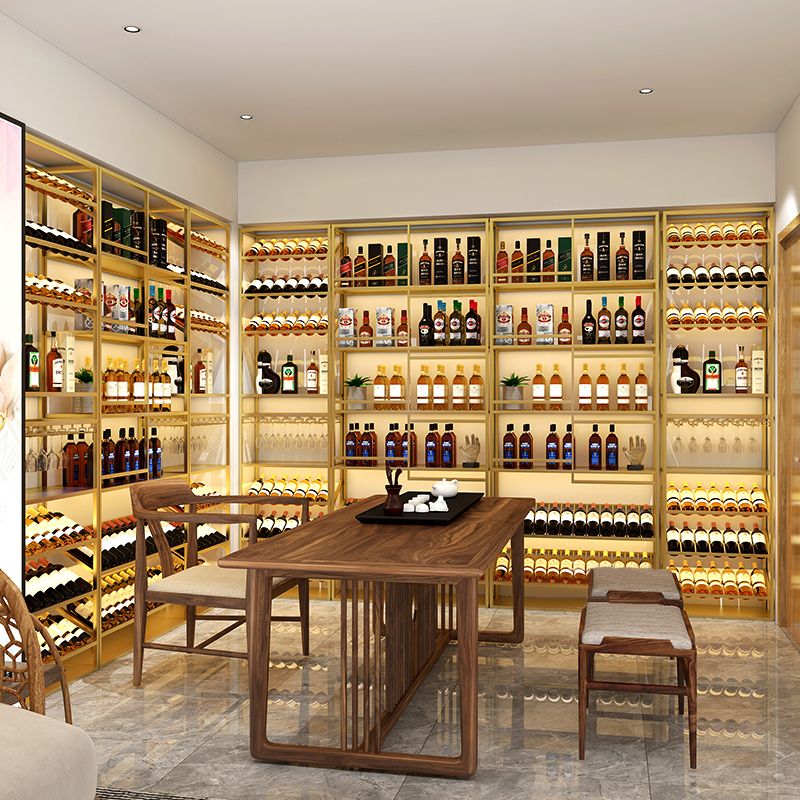 Freestanding Wine Bottle & Glass Rack Contemporary Metal Wine Rack Kit