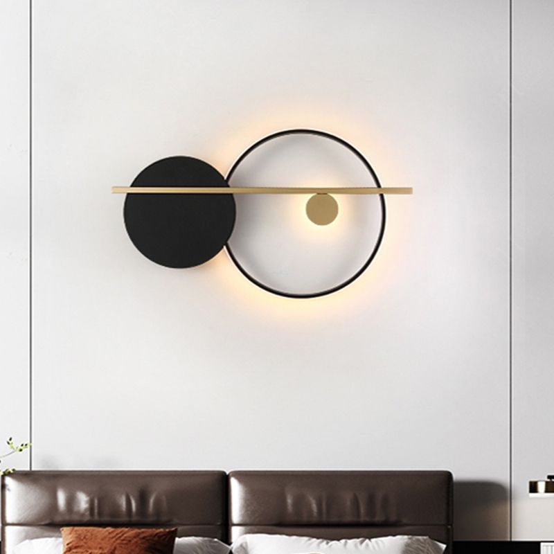 Circular Wall Sconce Nordic Minimalist Style Iron 2 Lights Sconces
