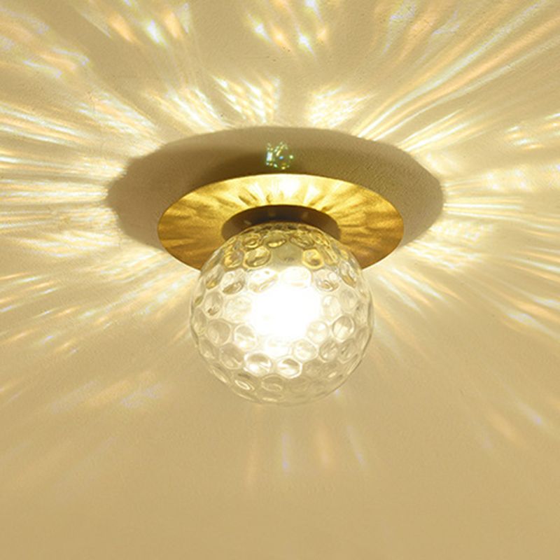 Glass Globe Shape Ceiling Light Modern Style 1 Bulb Flush-mount Lamp for Dining Room