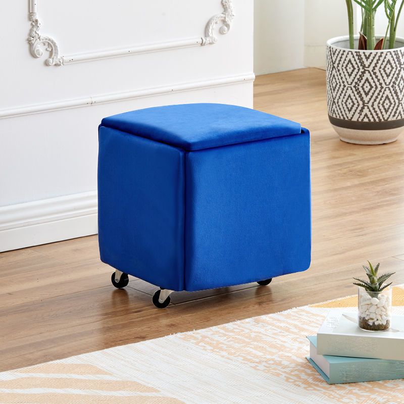 Modern Plain Boucle Ottoman Velvet Square with Storage Target Pouf