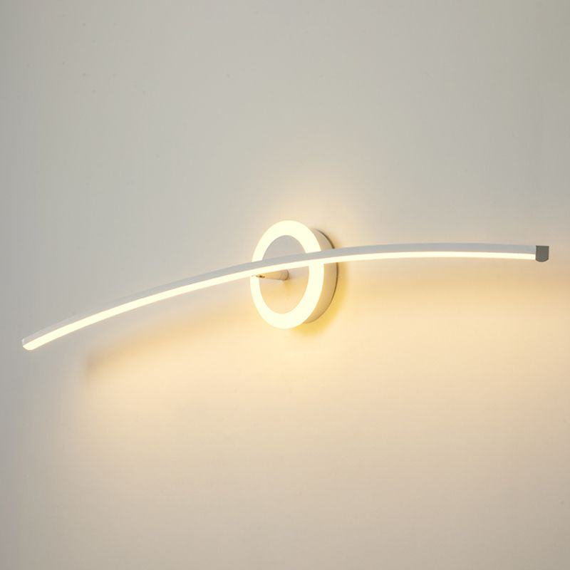 Linear Shape Metal Wall Light Modern Style 2 Lights Mirror Wall Mount Light