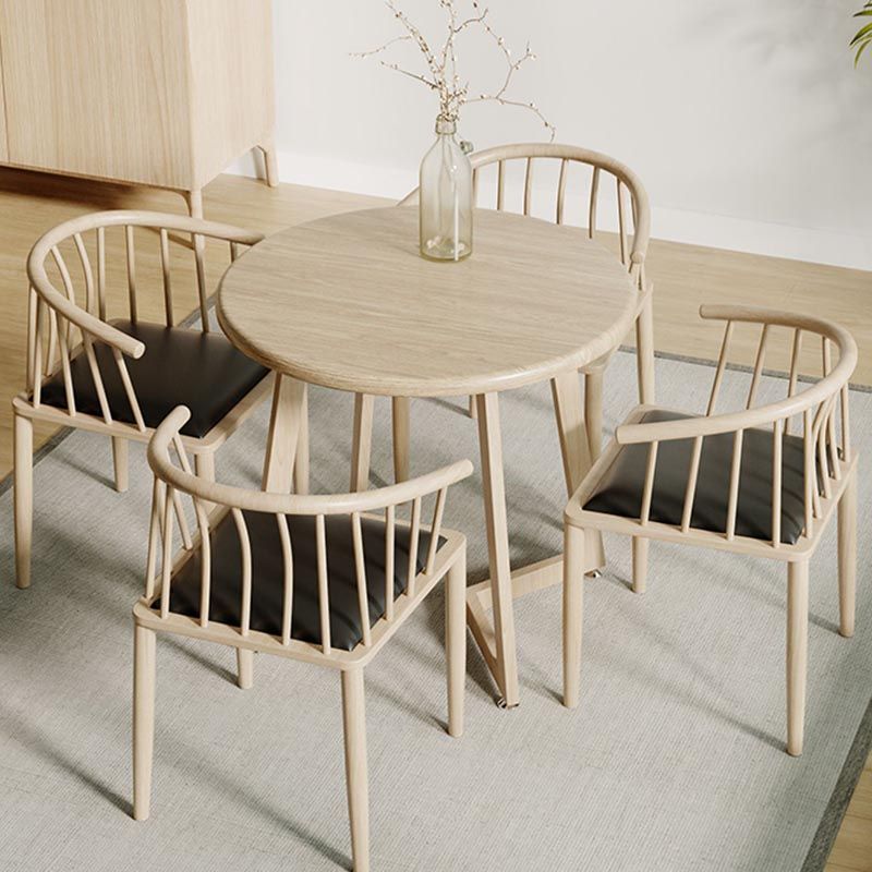 Round Wood Dining Table Sled Base Dining Table in Natural and Walnut