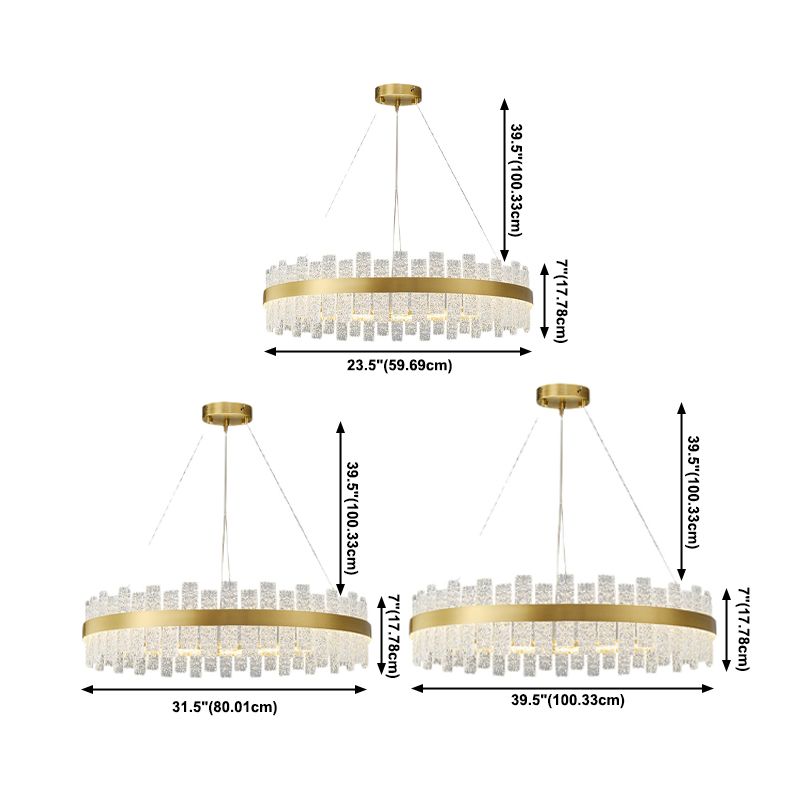 Light Luxury Style LED Pendant Chandelier Circular Glass Chandelier Lamp for Living Room