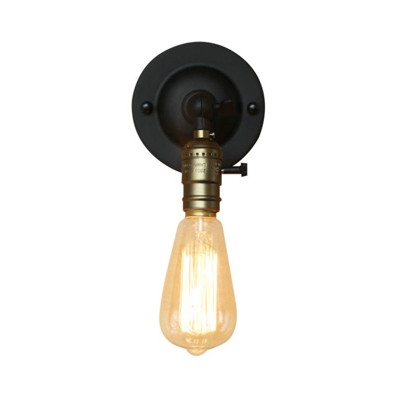1 têtes d'éclairage mural métallique vintage finition noire