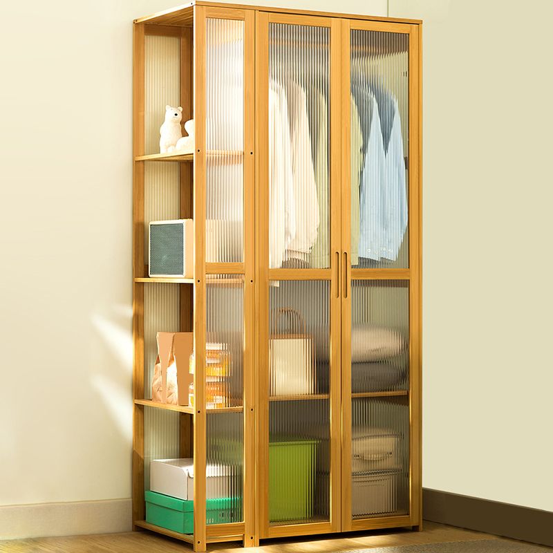 Modern Style Wardrobe Cabinet Wood Clothes Rail Wardrobe Armoire for Home