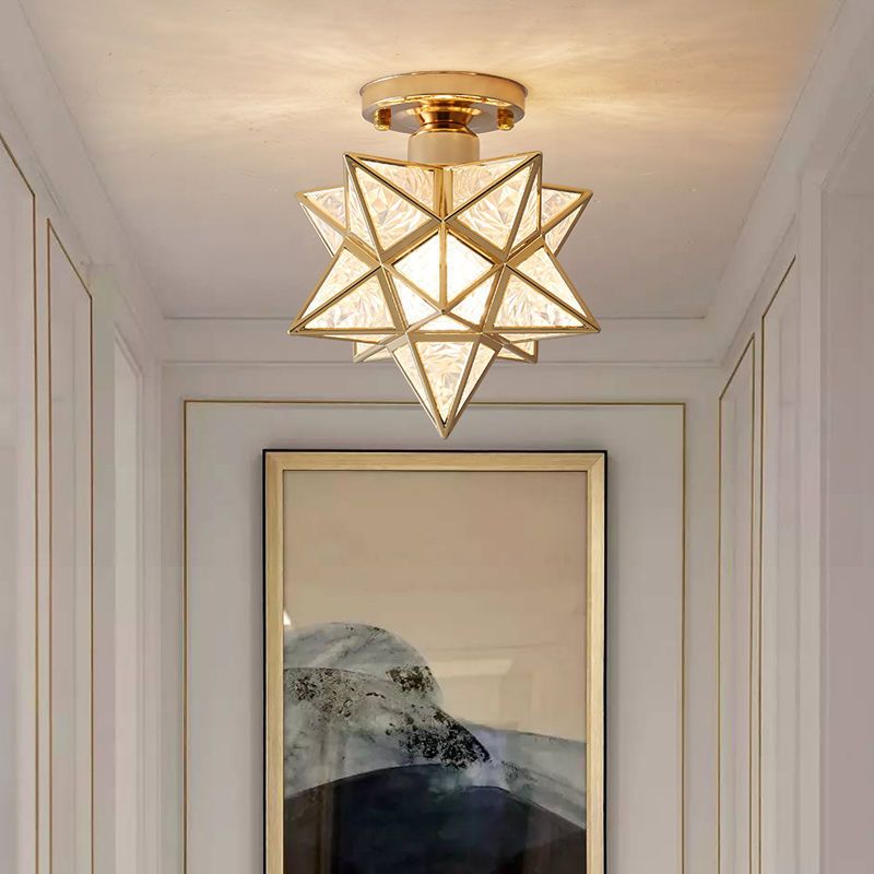 Plafonnier Semi-encastré Star, lustre traditionnel en acrylique pour chambre à coucher