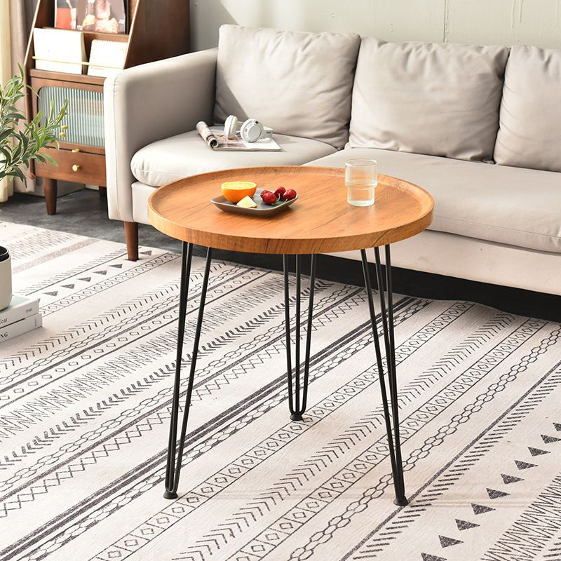 3 Legs Round Coffee Table Wooden Coffee Table in Brown Modern Style