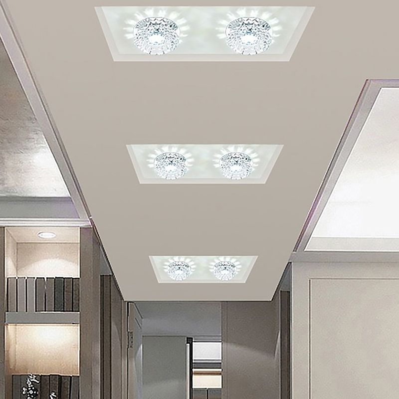 Modern Mini Crystal Ceiling Light Hallway LED Flush Mount Lamp with Hole 1.9-3.2" Dia