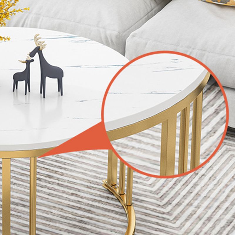 17.7"/14.9" Tall Modern Steel Frame Black/White Round Wood Top Coffee Table