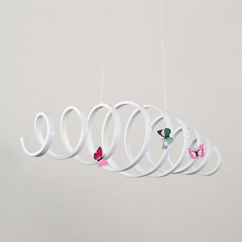Spiral Chandelier Pendant Light Contemporary Acrylic Dining Room LED Hanging Light in White