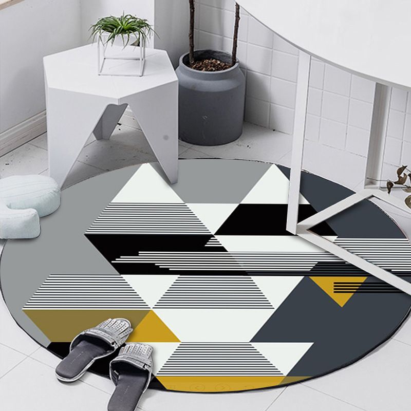 Bright Colorblock Geometric Rug Multi Colored Postmodern Rug Polyester Non-Slip Stain Resistant Pet Friendly Rug for Room