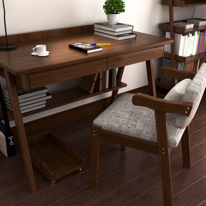 Contemporary Style Arm Chair Wood Open Back Dining Chairs for Indoor