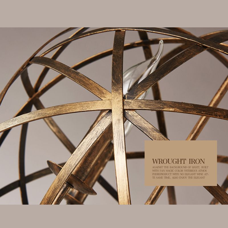 Iluminación colgante de metal globe 4 luces araña de comedor lámpara colgante lámpara en oro desgastado