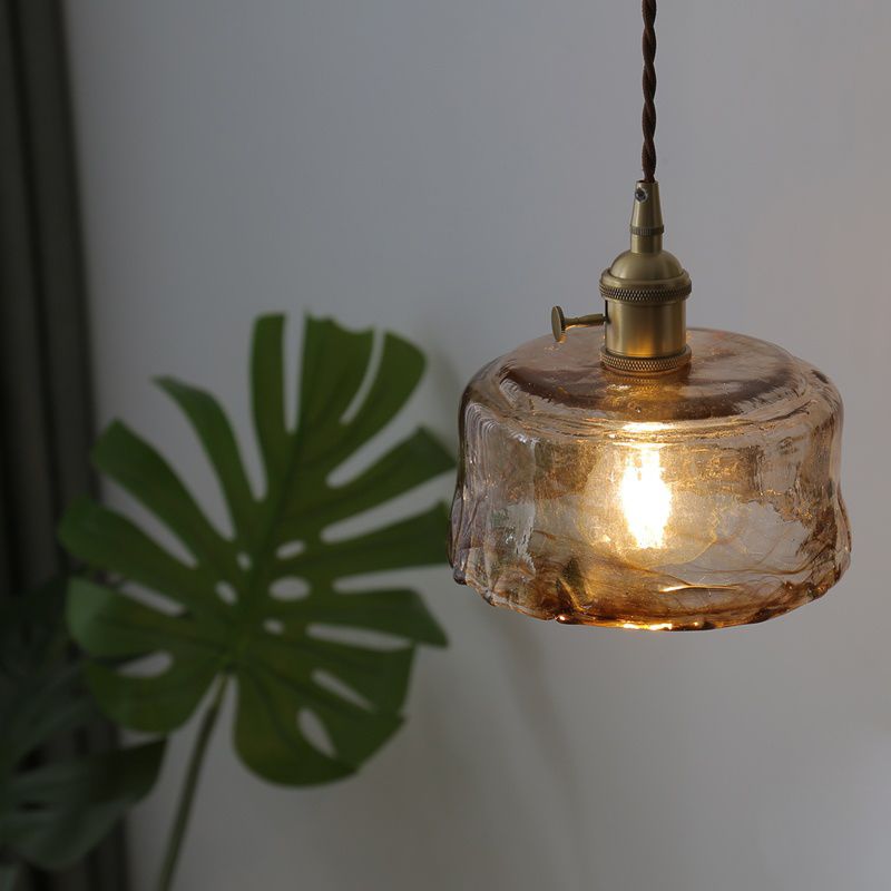 Stile industriale Amber Amber Light Glass 1 Lampada appesa alla luce per camera da letto