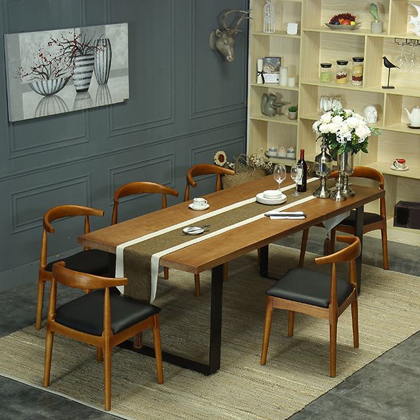 Indoor Industrial Dinette Set 1/2/5/7 Pieces Solid Wood and Metal Table Set